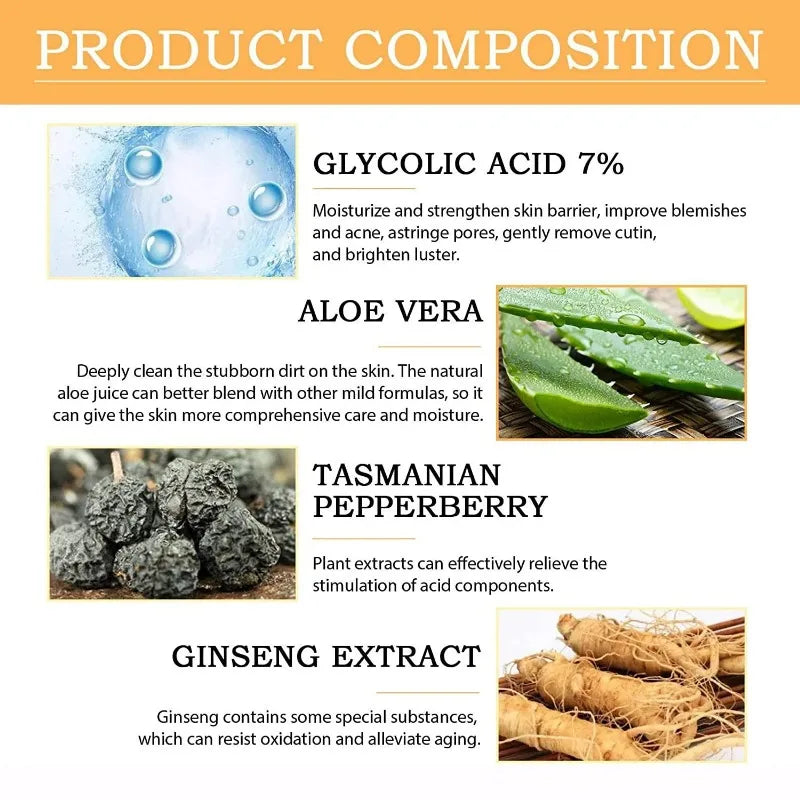 Glycolic Acid 7% Toner- Acne Care, Exfoliating & Moisturising